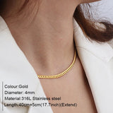 Stainless Steel Horsewhip Chain Necklace Women Choker Long Chains Collars
