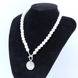 Stainless Steel Pearl Choker OT Buckle Necklace