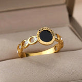 Women's Vintage Stainless Steel FOREVER LOVE Engagement Ring