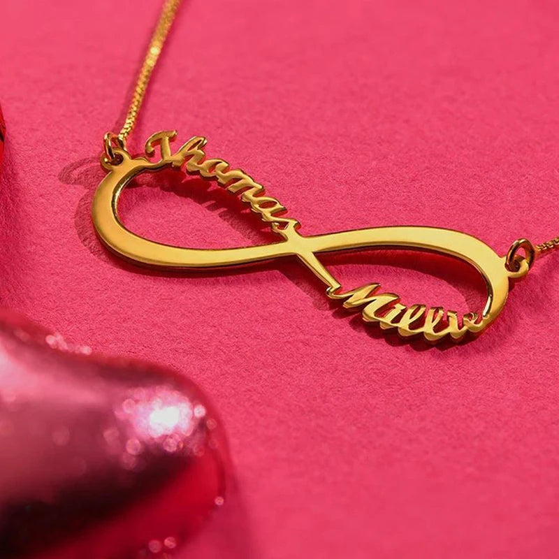 Stainless Steel Infinity Pendants Necklaces Nameplate Jewelry