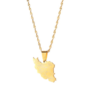 Iran Maps Pendant Necklace For Women Ethnic Jewelry Gift