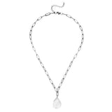 Baroque Pearl Pendant Necklace Stainless Steel Paper Clip Chain Choker
