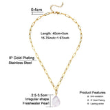 Baroque Pearl Pendant Necklace Stainless Steel Paper Clip Chain Choker