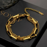 Stainless Steel Chain Bracelet with Pearl Stars Zircon - Vintage