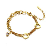 Stainless Steel Chain Bracelet with Pearl Stars Zircon - Vintage