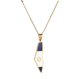 Stainless Steel Map Pendant Necklace Jewish Jewelry