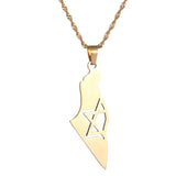 Stainless Steel Map Pendant Necklace Jewish Keychain Women Men Jewelry