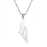 Stainless Steel Map Pendant Necklace Jewish Keychain Women Men Jewelry