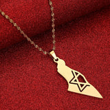 Stainless Steel Map Pendant Necklace Jewish Keychain Women Men Jewelry