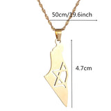 Stainless Steel Map Pendant Necklace Jewish Keychain Women Men Jewelry