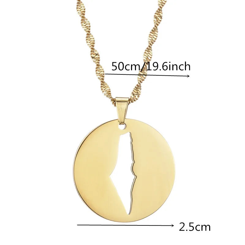 Women's Stainless Steel Map Pendant Necklace