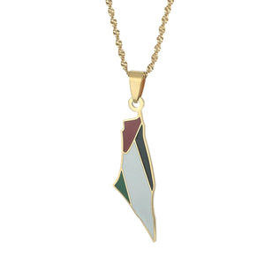 Stainless Steel Map Pendant Necklaces Women Silver Jewelry
