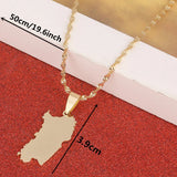 Stainless Steel Sardinia Map Necklace Sardegna Sardaigne Jewelry