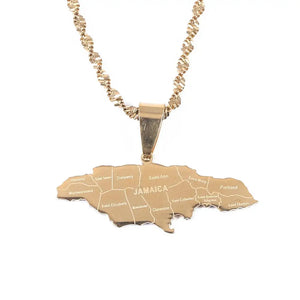 Stainless Steel Jamaica Pendant Necklaces Jamaican Flag Charm
