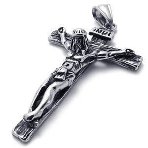 Stainless Steel Crucifix Cross Pendant Necklace, 24 inch Chain