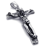 Stainless Steel Crucifix Cross Pendant Necklace, 24 inch Chain