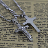 Stainless Steel Jesus Cross Necklace Saint Benidict Crucifix Pendant
