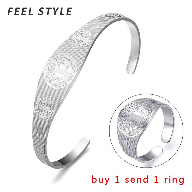 St. Benedict Cross Cuff Bracelet for Women