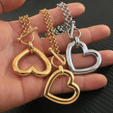 Stainless Steel Jewelry 2 Collar Style Necklaces Pendant Heart For Women
