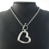 Stainless Steel Jewelry 2 Collar Style Necklaces Pendant Heart For Women