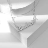 Stainless Steel Frosted Name Pendant Initial Necklace for Women