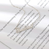 Stainless Steel Frosted Name Pendant Initial Necklace for Women