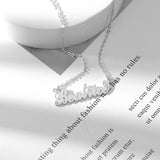 Stainless Steel Frosted Name Pendant Initial Necklace for Women
