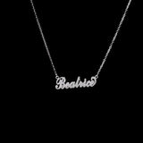 Stainless Steel Frosted Name Pendant Initial Necklace for Women