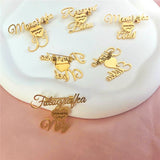 Stainless Steel Name Brooch Men Women Letter Pin Pendant Charm Gift