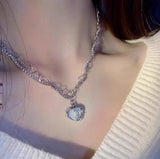 Sweet Pink Crystal Butterfly Pendant Necklace Gift