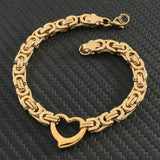 Stainless Steel Heart Bracelet 6mm Width for Women