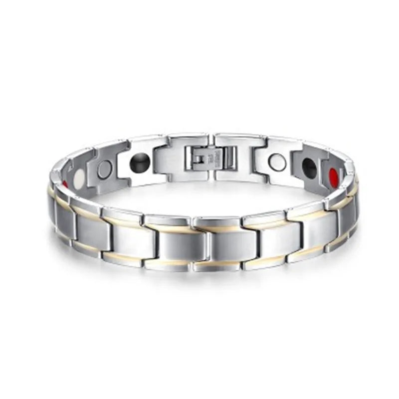 Stainless Steel Bike Chain Bracelets Magnetic Stone Bangles