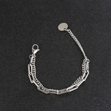 Stainless Steel Woman Charm Beads Bracelet Retro Square Gift