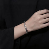 Stainless Steel Woman Charm Beads Bracelet Retro Square Gift