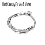 Stainless Steel Woman Charm Beads Bracelet Retro Square Gift