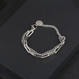 Stainless Steel Woman Charm Beads Bracelet Retro Square Gift