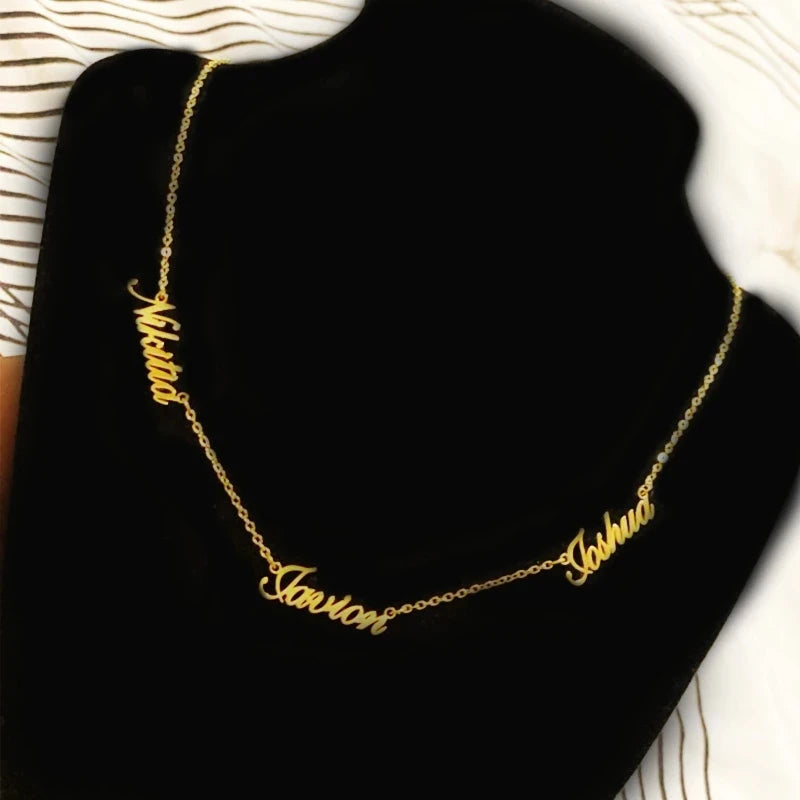 Personalized Stainless Steel Multi-name Necklace Choker Memorial Jewelry