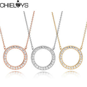 Stainless Steel Geometric Pendant Necklace Round Circle Choker Necklaces