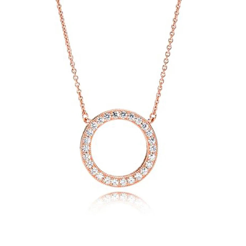 Stainless Steel Geometric Pendant Necklace Round Circle Choker Necklaces