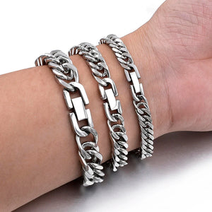 Stainless Steel Hand Chain Charm Bracelets for Men Women, Punk Friendship Gift