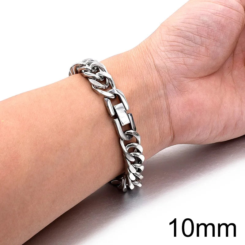 Stainless Steel Hand Chain Charm Bracelets for Men Women, Punk Friendship Gift
