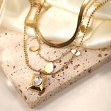 Stainless Steel Necklace Plated Square Oval Colored Zircon Pendants