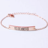 Custom Stainless Steel Name Bracelet Engraved Roman Numerals