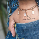 Stainless Steel Rory Chain Link Bracelets with Charms Personalized Name Bangles