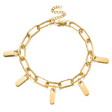 Stainless Steel Rory Chain Link Bracelets with Charms Personalized Name Bangles