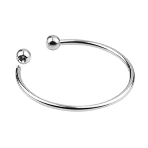 Stainless Steel Bead Bracelet Lover Silver Bangle Women Jewelry
