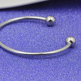 Stainless Steel Bead Bracelet Lover Silver Bangle Women Jewelry