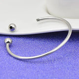 Stainless Steel Bead Bracelet Lover Silver Bangle Women Jewelry