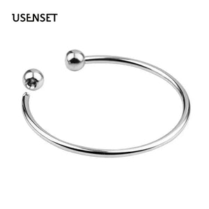 Stainless Steel Bead Bracelet Lover Silver Bangle Women Jewelry