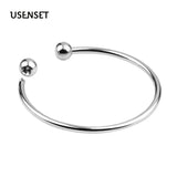 Stainless Steel Bead Bracelet Lover Silver Bangle Women Jewelry